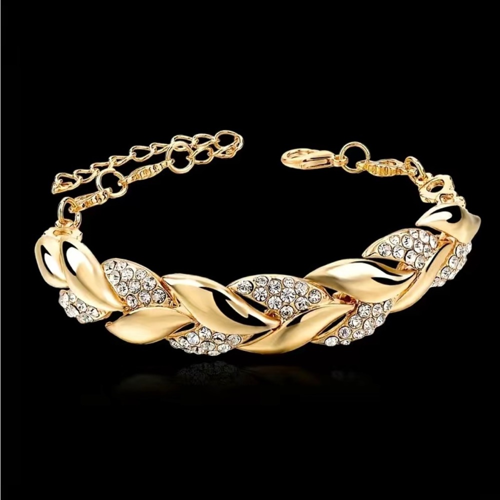 18K Golden Copper Bangle Bracelet